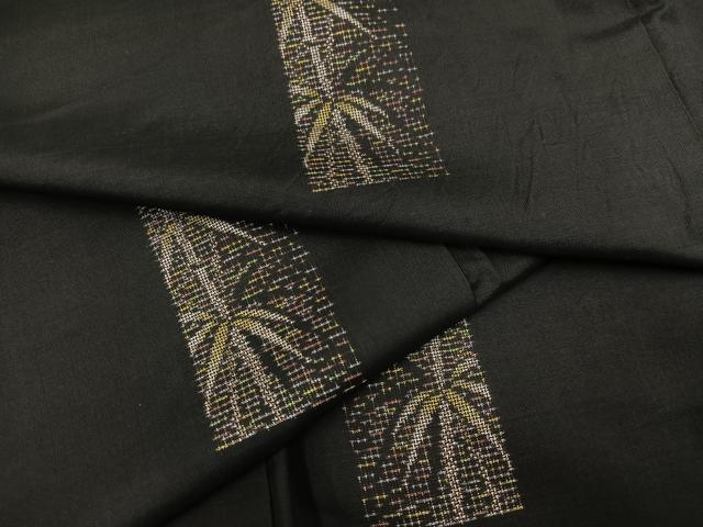 平和屋着物●本場大島紬　地空き　カタス9マルキ　笹竹文　正絹　逸品　AABE0751ph