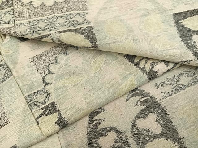 平和屋着物●小千谷紬　草花文　正絹　逸品　AABE0773ph