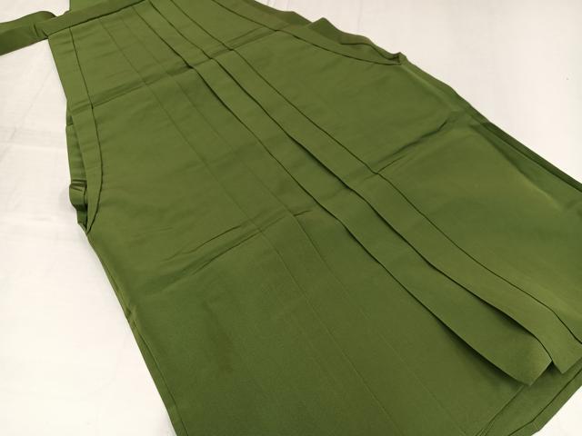 平和屋着物●男性　馬乗り袴　色無地　海松色　正絹　逸品　AABE0779ph