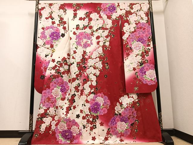 平和屋着物●豪華振袖　花尽くし　暈し染め　金彩　正絹　逸品　AABE0788ph