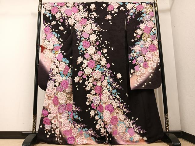 平和屋着物●豪華振袖　花尽くし　暈し染め　正絹　逸品　AABE0792ph
