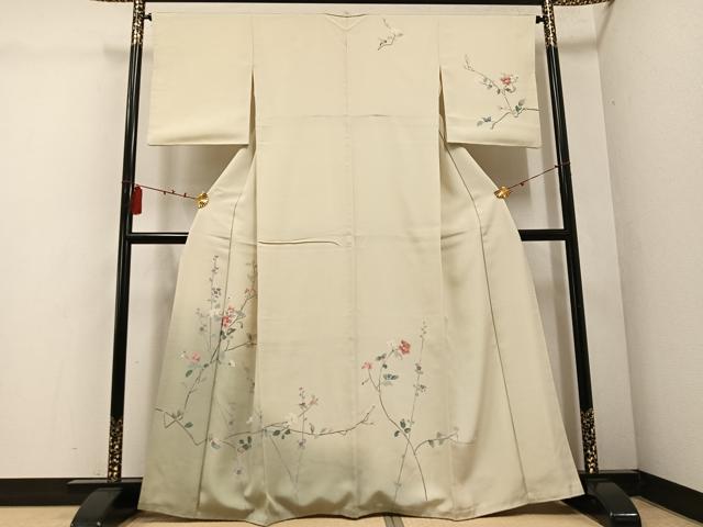 平和屋着物●訪問着　友禅　枝花文　暈し染め　正絹　逸品　AABE0793ph