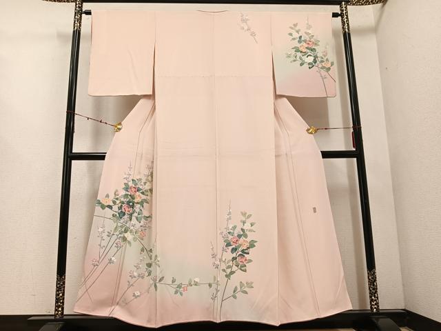 平和屋着物●十日町友禅作家　岡村蒼風　訪問着　枝花文　暈し染め　正絹　逸品　AABE1204ph