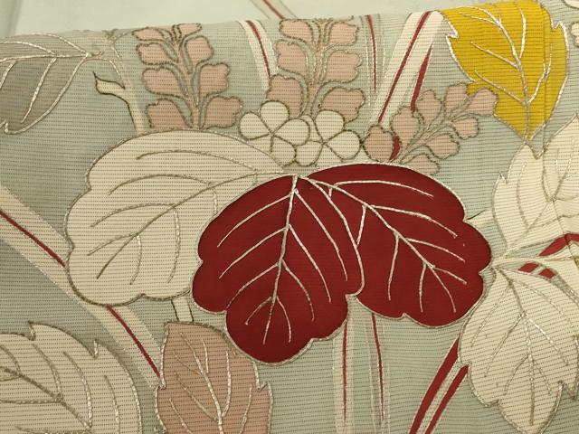 平和屋着物＊夏物　訪問着　絽　駒刺繍　枝葉文　銀彩　正絹　逸品　AABE1284jd_5