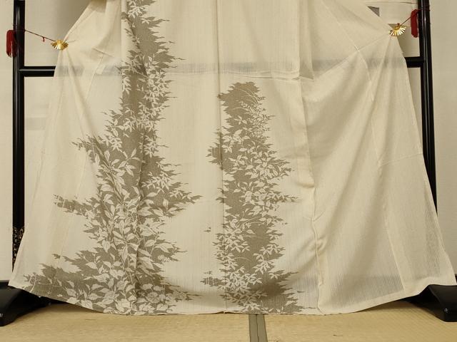 平和屋着物＊夏物　訪問着　白山紬　草花文　証紙付き　仮絵羽　正絹　逸品　未使用　AABE1286jd 平和屋着物＊夏物 訪問着 白山紬 草花文 証紙付き 仮絵羽 正絹 逸品 未