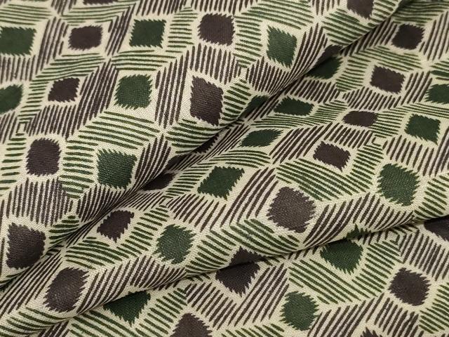 平和屋着物＊夏物　本場小千谷ちぢみ　幾何学文様　麻　逸品　AABE1314jd