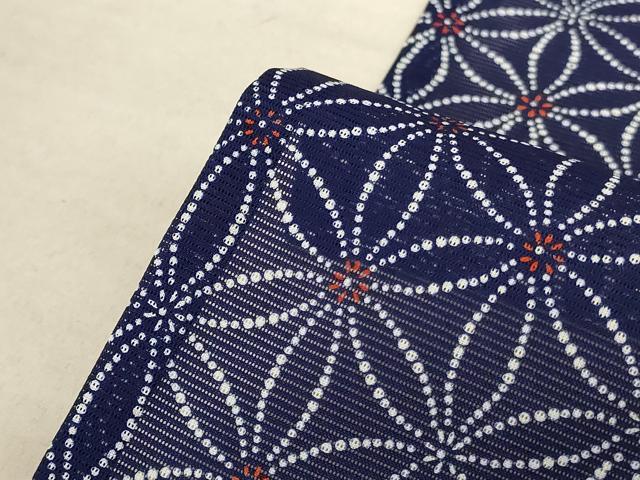 平和屋着物＊夏物　小紋　絽　麻の葉文様　洗える着物　AABE1330jd_6