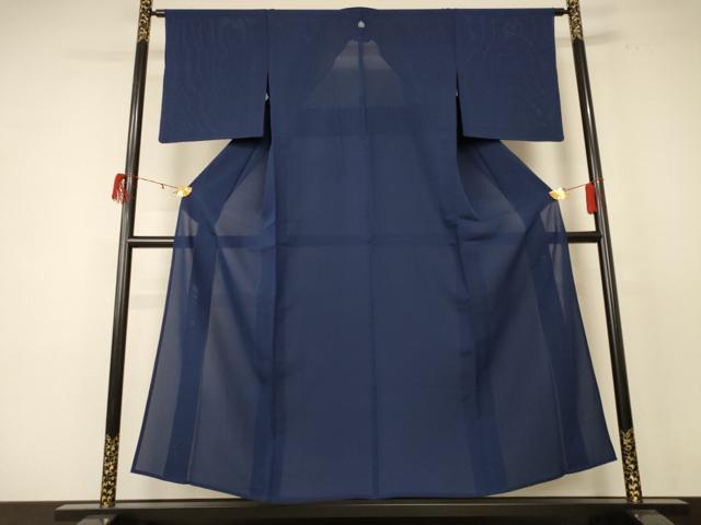 平和屋着物＊夏物　色無地　絽　留紺色　正絹　逸品　AABE1336jd