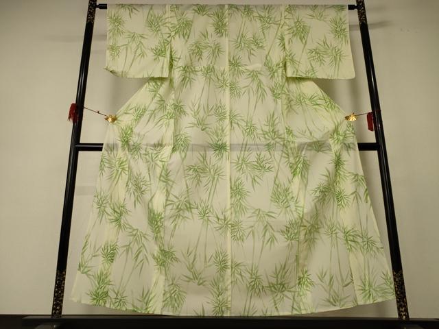 平和屋着物＊夏物　小紋　絽　笹竹文　洗える着物　未使用　AABE1391jd