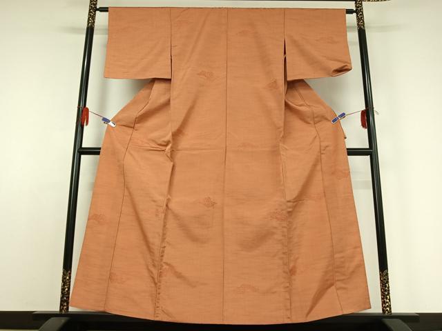 平和屋着物▽上質な紬　単衣　吉祥花文　正絹　逸品　AABE1161jh 平和屋着物□上質な小紋 吉祥花文 たたき染め 金彩 正絹 逸品 BAAW2342yc