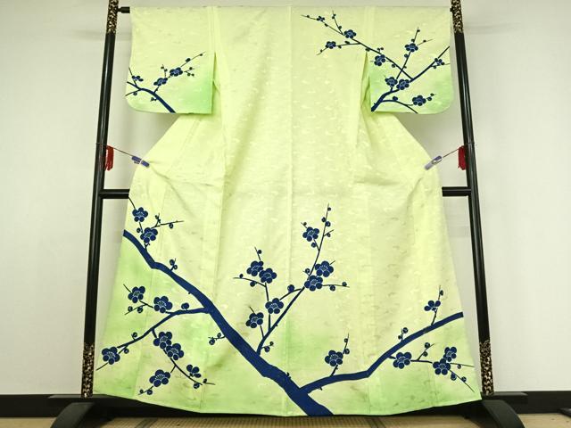 平和屋着物▽訪問着　単衣　枝梅文　暈し染め　金彩　洗える着物　AABE1597jh