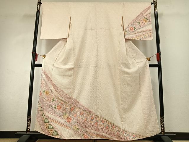 平和屋着物●訪問着　総絞り　熨斗花文　三越扱い　正絹　逸品　AABE1606fy