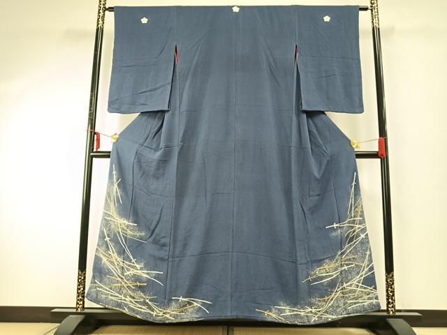 平和屋着物●アンティーク　大正ロマン　色留袖　松葉　金糸　鬼しぼ縮緬　正絹　逸品　AABE1618fy