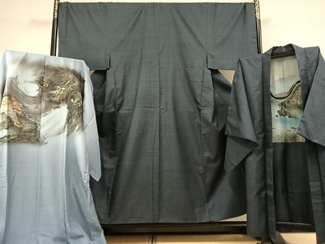 平和屋着物●男性　本場大島紬　アンサンブル　長襦袢(袷)セット　100亀甲　総詰め　正絹　逸品　AABE1622fy