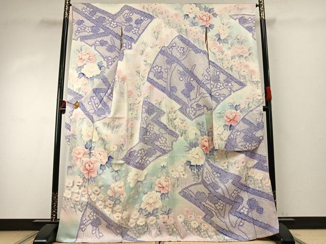 平和屋着物●豪華振袖　絞り　草花文　暈し染め　正絹　逸品　AABE1636fy