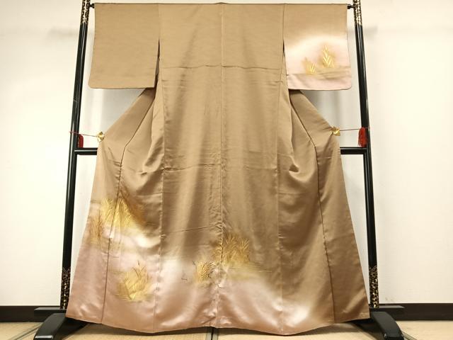 平和屋着物●訪問着　草葉文　暈し染め　金彩　正絹　逸品　AABE1661fy