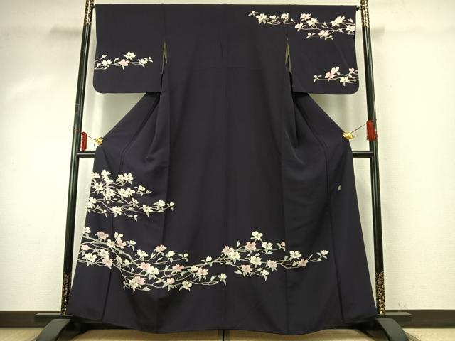 平和屋着物●本加賀友禅作家　沢飯芳雄　訪問着　枝花文　正絹　逸品　AABE1755fy