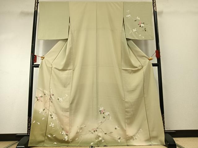 平和屋着物●訪問着　枝花文　暈し染め　正絹　逸品　AABE1783fy
