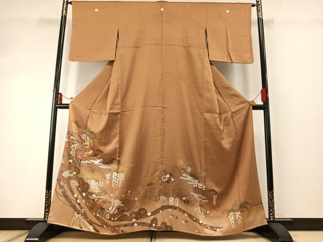 平和屋着物●豪華色留袖　御所車花鳥文　金彩　正絹　逸品　AABE1819fy