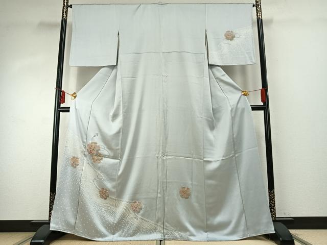 平和屋着物●訪問着　絞り　刺繍　雪輪花文　正絹　逸品　AABE1883fy