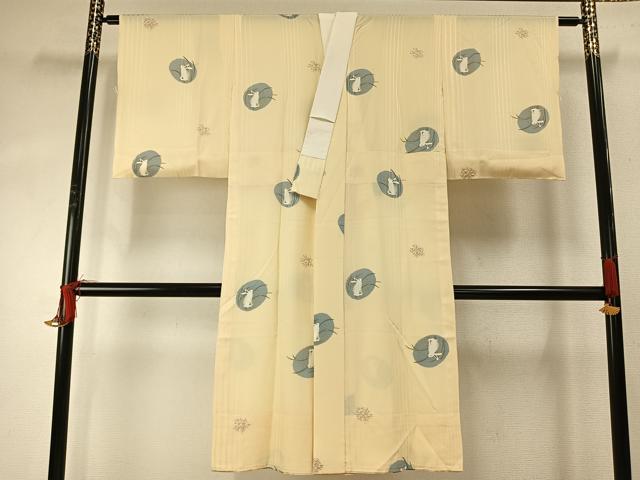 平和屋着物●長襦袢　単衣　兎　正絹　逸品　AABE1896fy