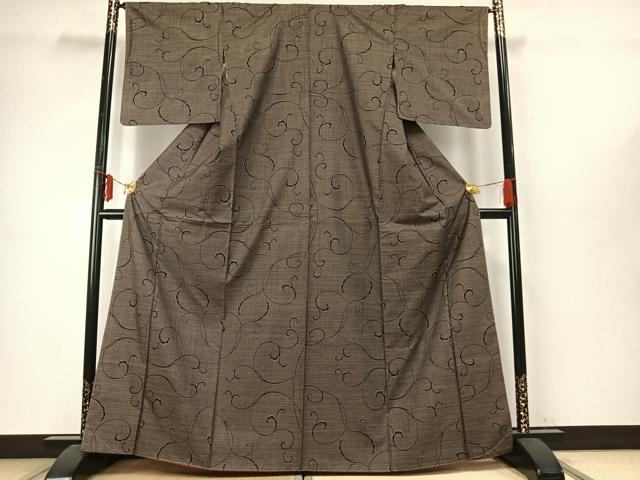 平和屋着物●本場大島紬　カタス7マルキ　唐草文　正絹　逸品　未使用　AABE1947fy