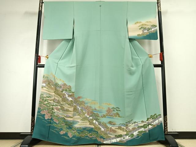 平和屋着物●訪問着　手描き　風景文　暈し染め　正絹　逸品　AABE1954fy