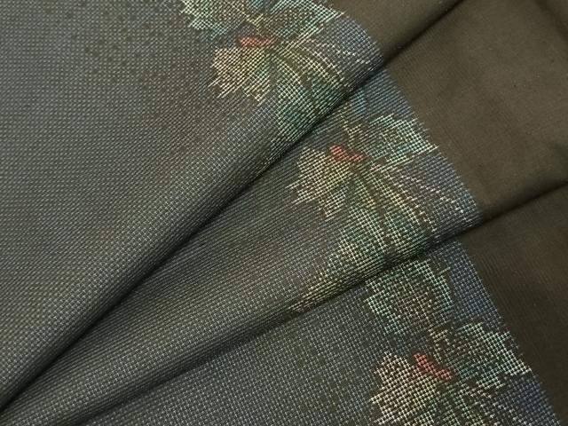 平和屋着物●本場大島紬　カタス7マルキ　草花間道　正絹　逸品　未使用　AABE1962fy