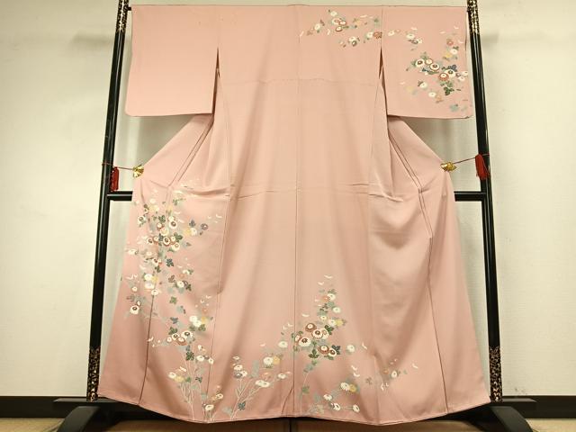 平和屋着物●訪問着　友禅　草花文　正絹　逸品　AABE1963fy