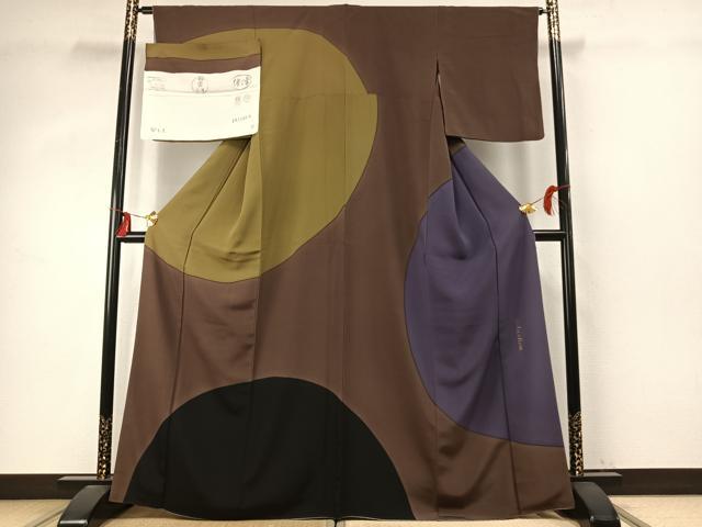 平和屋着物●京都の老舗呉服メーカー ODASHO　小田章　訪問着　伊と幸　幾何学文様　反端付き　正絹　逸品　AABE1989fy