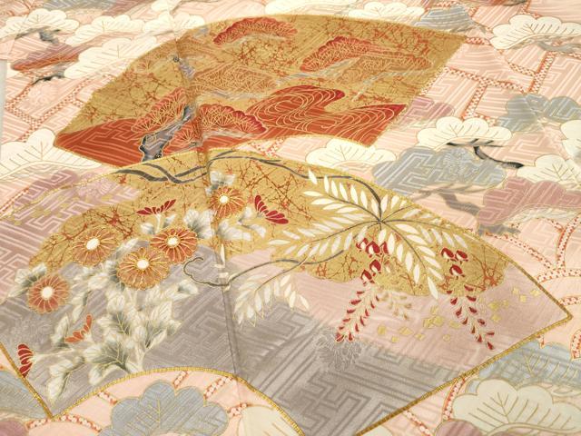 平和屋着物●豪華振袖　駒刺繍　地紙吉祥花文　金彩　正絹　逸品　AABE2006ck 平和屋着物○豪華振袖 駒刺繍 地紙吉祥花文 金彩 正絹 逸品