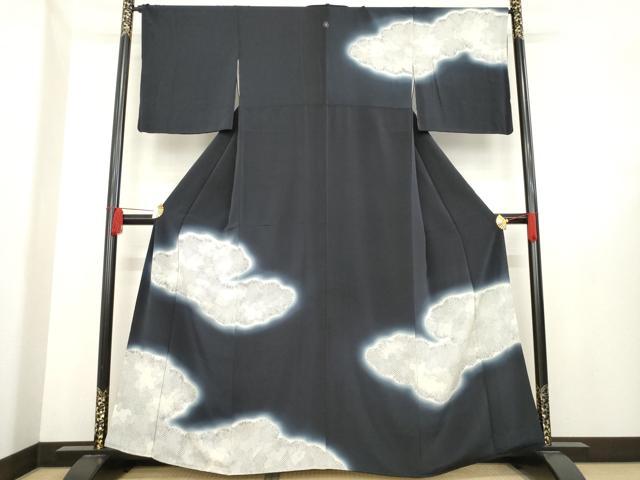 平和屋着物●訪問着　雲重ね文　暈し染め　鬼しぼ縮緬　正絹　逸品　AABE2029ck
