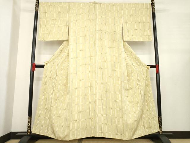 平和屋着物●上質な小紋　格子　正絹　逸品　AABE2034ck