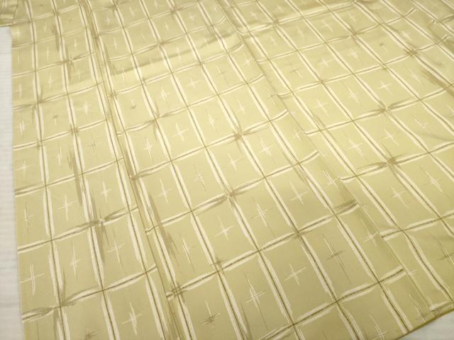 平和屋着物●上質な小紋　格子　正絹　逸品　AABE2034ck