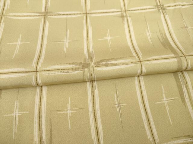 平和屋着物●上質な小紋　格子　正絹　逸品　AABE2034ck