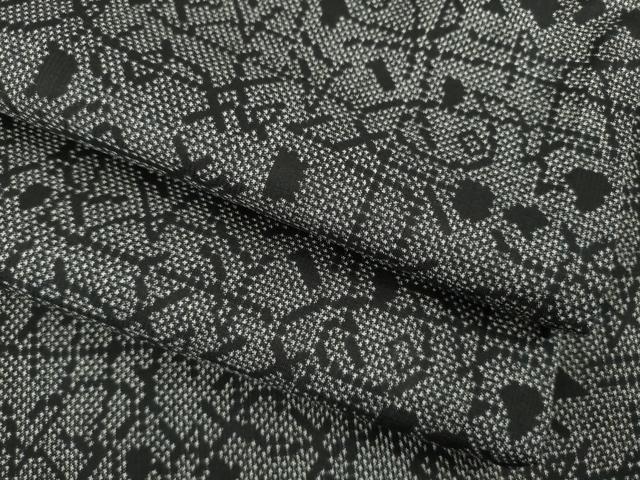 平和屋着物●本場大島紬　一元7マルキ　幾何学文様　正絹　逸品　AABE2037ck