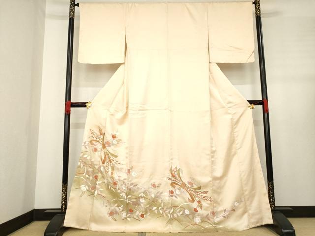 平和屋着物●訪問着　駒刺繍　束ね熨斗橘文　金彩　正絹　逸品　AABE2060ck