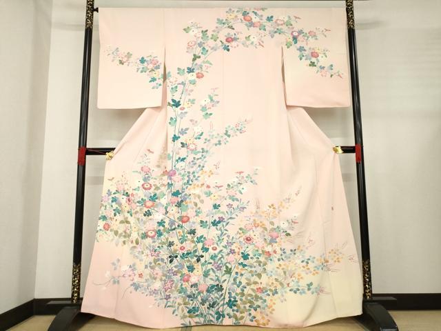 平和屋着物●訪問着　友禅　作家物　草花文　高島屋扱い　正絹　逸品　AABE2067ck