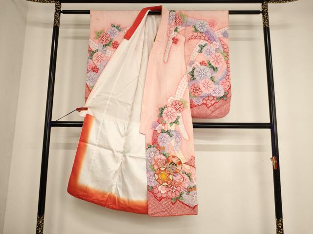 平和屋着物[]七五三　女の子　７歳　祝着　四つ身　駒刺繍　花鼓文　金彩　AABE2122ja_1