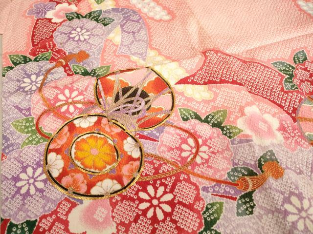 平和屋着物[]七五三　女の子　７歳　祝着　四つ身　駒刺繍　花鼓文　金彩　AABE2122ja_3