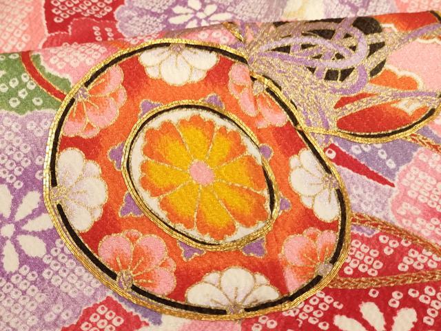 平和屋着物[]七五三　女の子　７歳　祝着　四つ身　駒刺繍　花鼓文　金彩　AABE2122ja_4