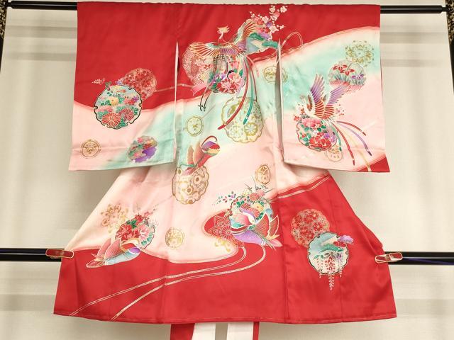 平和屋着物[]お宮参り　女の子　祝着　産着　初着　のしめ　雪輪花鳥文　鳳凰　鴛鴦　暈し染め　金銀彩　逸品　AABE2355ja 19,240円