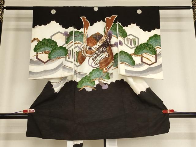 平和屋着物[]お宮参り　男の子　祝着　産着　初着　のしめ　兜松文　金彩　逸品　AABE2405ja