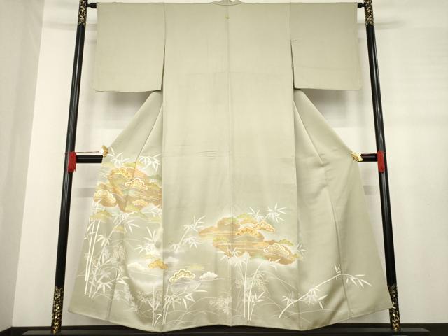 平和屋着物●創業460年・千總　色留袖　友禅　駒刺繍　松　笹竹文　金彩　正絹　逸品　AABE2460ck