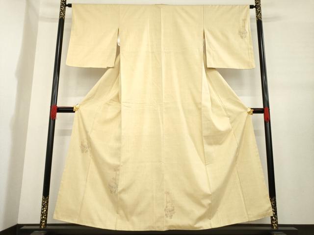 平和屋着物●本場結城紬　重要無形文化財　訪問着　100亀甲　飛び亀甲柄　人物文　正絹　逸品　AABE2483ck