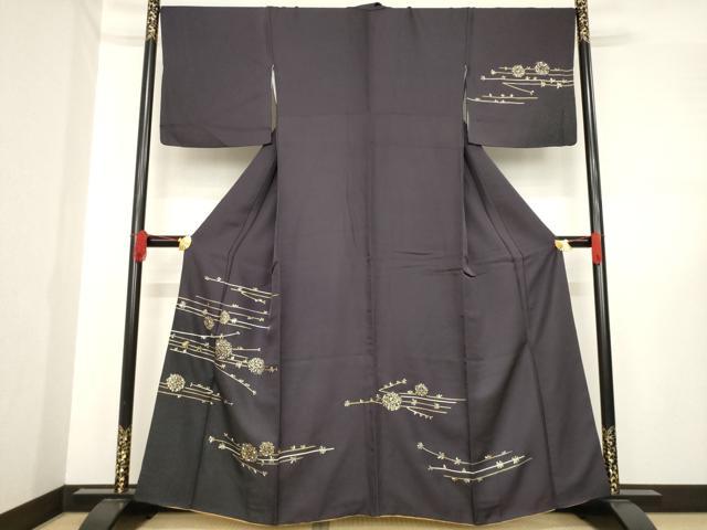 平和屋着物●訪問着　草花文　金彩　正絹　逸品　AABE2511ck