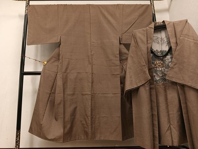 平和屋着物●男性　本場大島紬　アンサンブル　100亀甲　総詰め　正絹　逸品　未使用　AABE2533ph