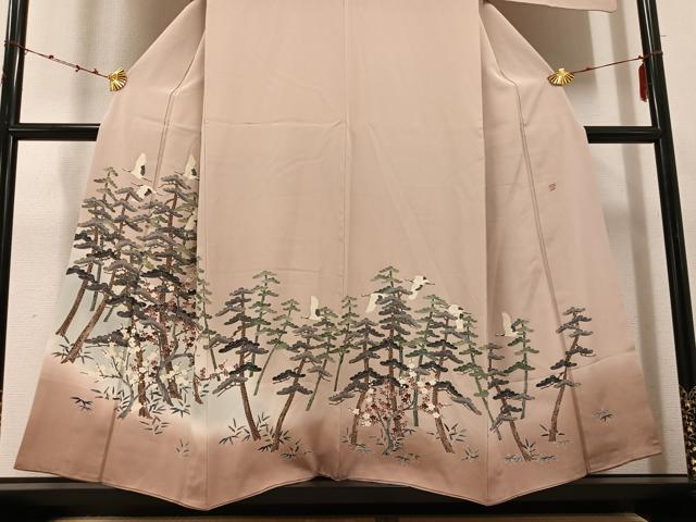 平和屋着物●本加賀友禅作家　出口信克　色留袖　松竹梅群れ鶴文　暈し染め　正絹　逸品　AABE2559ph