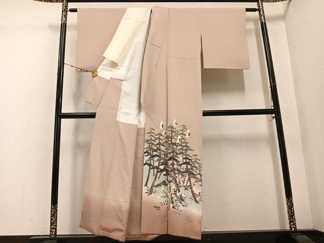 平和屋着物●本加賀友禅作家　出口信克　色留袖　松竹梅群れ鶴文　暈し染め　正絹　逸品　AABE2559ph