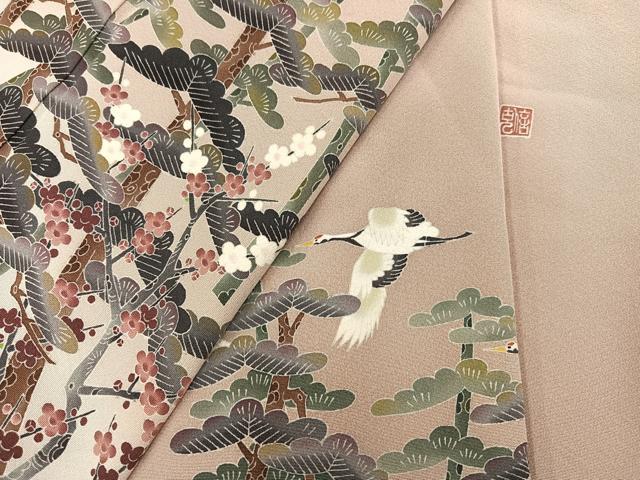 平和屋着物●本加賀友禅作家　出口信克　色留袖　松竹梅群れ鶴文　暈し染め　正絹　逸品　AABE2559ph